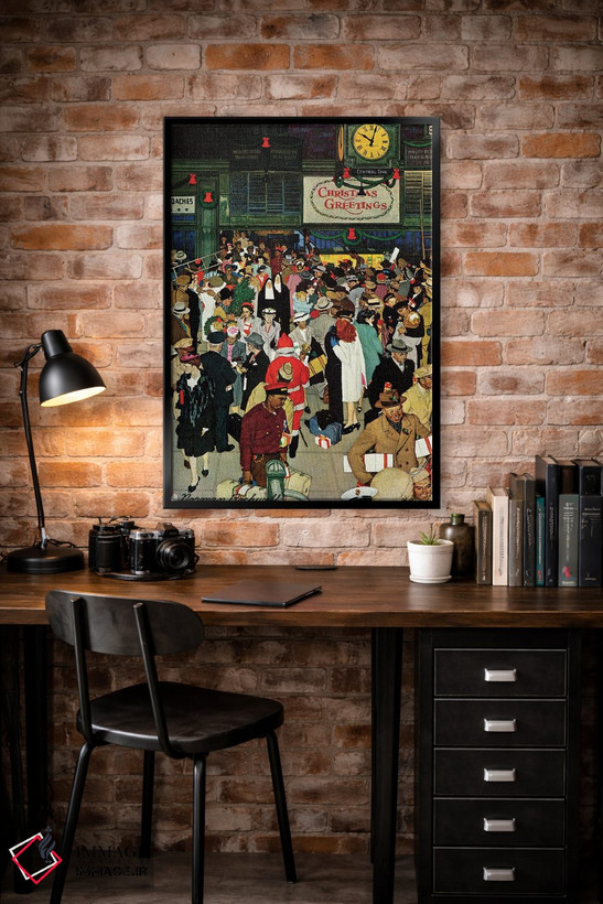 تابلو کلاسیک Chicago, Christmas,ایستگاه قطار یونیون، شیکاگو، کریسمس اثر نورمن راکول - D5B