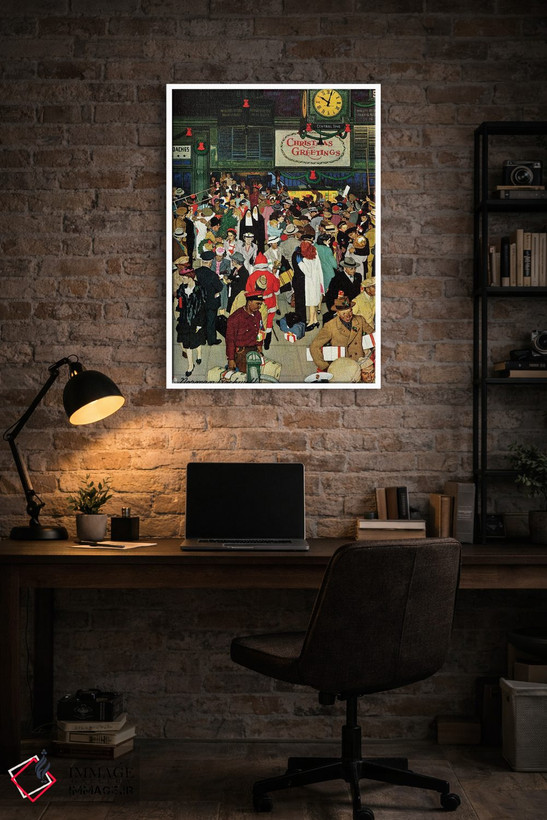 تابلو کلاسیک Chicago, Christmas,ایستگاه قطار یونیون، شیکاگو، کریسمس اثر نورمن راکول - D4W