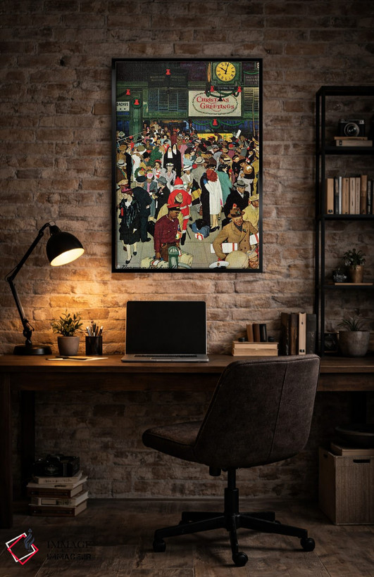 تابلو کلاسیک Chicago, Christmas,ایستگاه قطار یونیون، شیکاگو، کریسمس اثر نورمن راکول - D6B