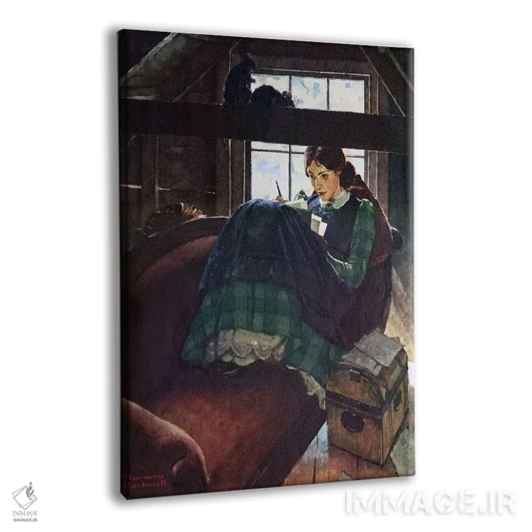 تابلو کلاسیک محبوب ترین نویسنده زن آمریکایی اثر نورمن راکول - نمای پرسپکتیو محصول