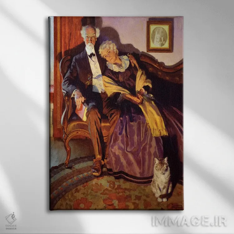 تابلو کلاسیک زمانی که زمستان از راه می رسد اثر نورمن راکول - نمای روبهرو روی دیوار