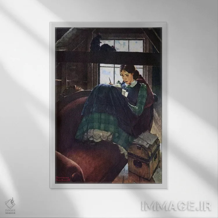 تابلو کلاسیک محبوب ترین نویسنده زن آمریکایی اثر نورمن راکول - نمای قابدار سفید