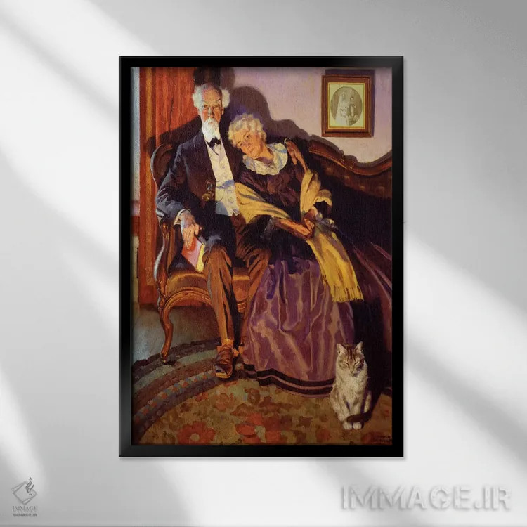 تابلو کلاسیک زمانی که زمستان از راه می رسد اثر نورمن راکول - نمای قابدار مشکی