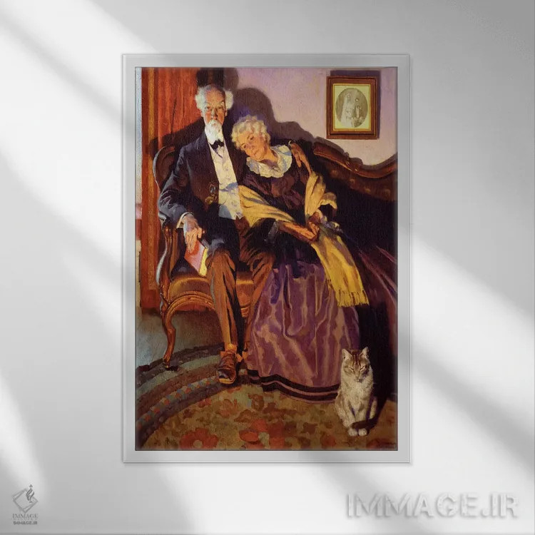 تابلو کلاسیک زمانی که زمستان از راه می رسد اثر نورمن راکول - نمای قابدار سفید