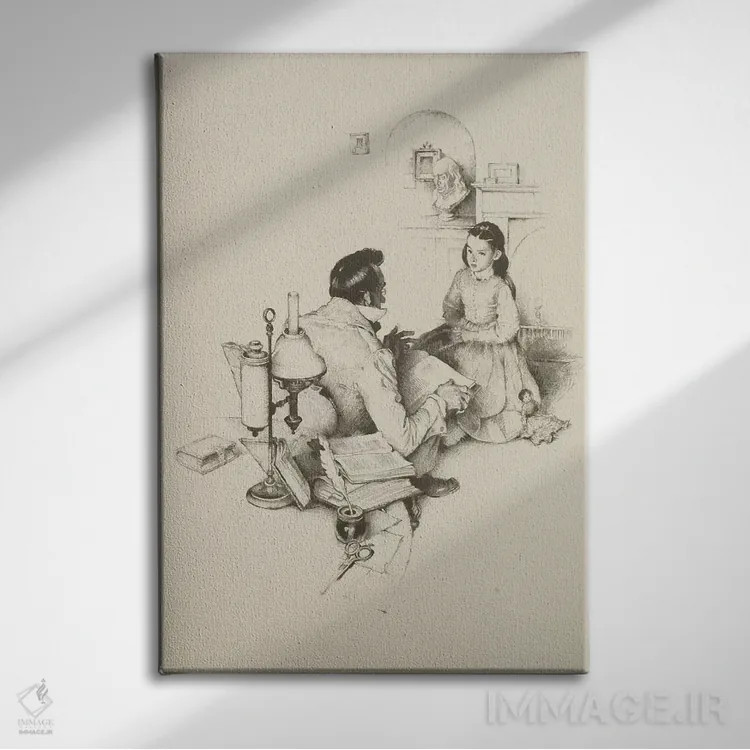 تابلو کلاسیک معلم سرخانه اثر نورمن راکول - نمای روبهرو روی دیوار