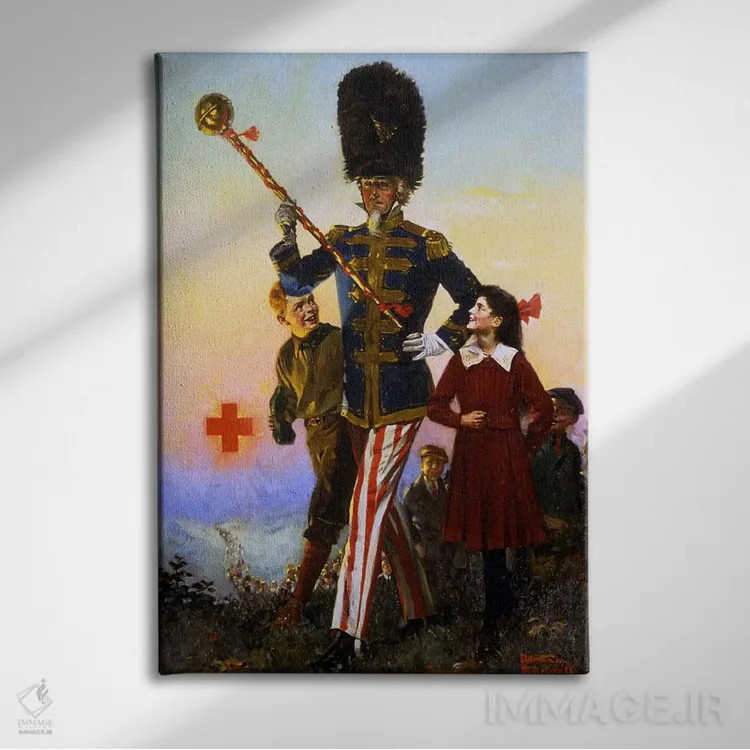 تابلو کلاسیک عمو سام در حال رژه با کودکان اثر نورمن راکول - نمای روبهرو روی دیوار