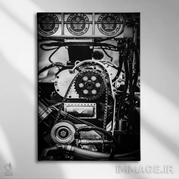 تابلو دکوراتیو موتور ماشین مسابقه درگ اثر نیک ریو - نمای روبهرو روی دیوار