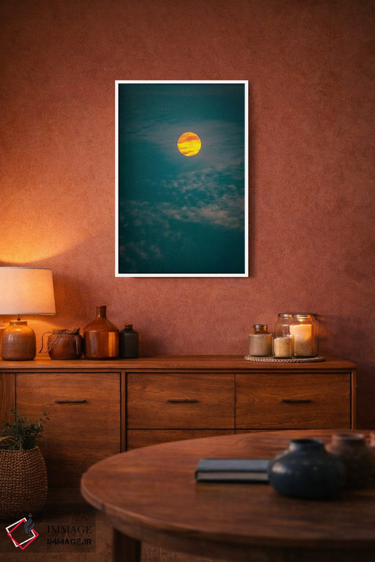 تابلو دکوراتیو طلوع آفتاب و آسمان فیروزه ای از نمای نزدیک اثر نیک ریو - D2W