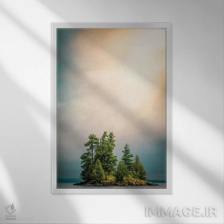 تابلو دکوراتیو جزیره کوچک اثر نیک ریو - نمای قابدار سفید