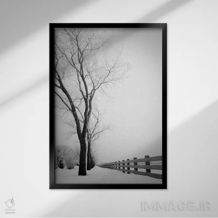 تابلو دکوراتیو نرده یخ زده اثر نیک ریو - نمای قابدار مشکی