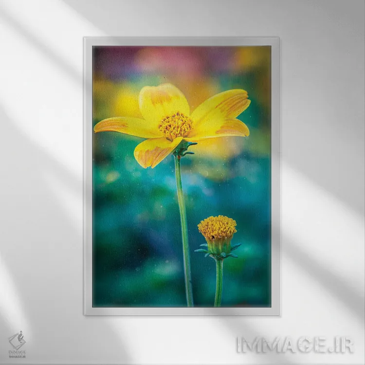 تابلو دکوراتیو رویاهای زرد اثر نیک ریو - نمای قابدار سفید