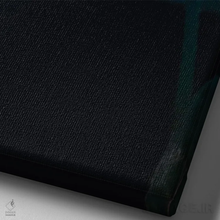تابلو دکوراتیو گل زرد روشن با نور آبی عمیق حماسی اثر نیک ریو - نمای نزدیک بافت بوم