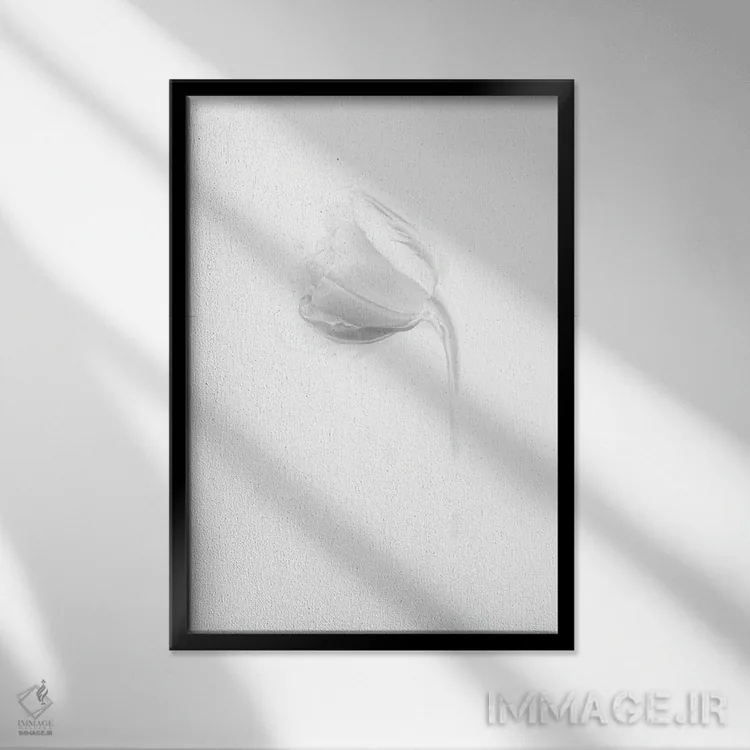 تابلو دکوراتیو گل درخشان اثر نیک ریو - نمای قابدار مشکی