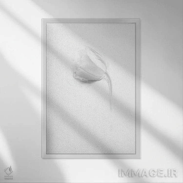 تابلو دکوراتیو گل درخشان اثر نیک ریو - نمای قابدار سفید
