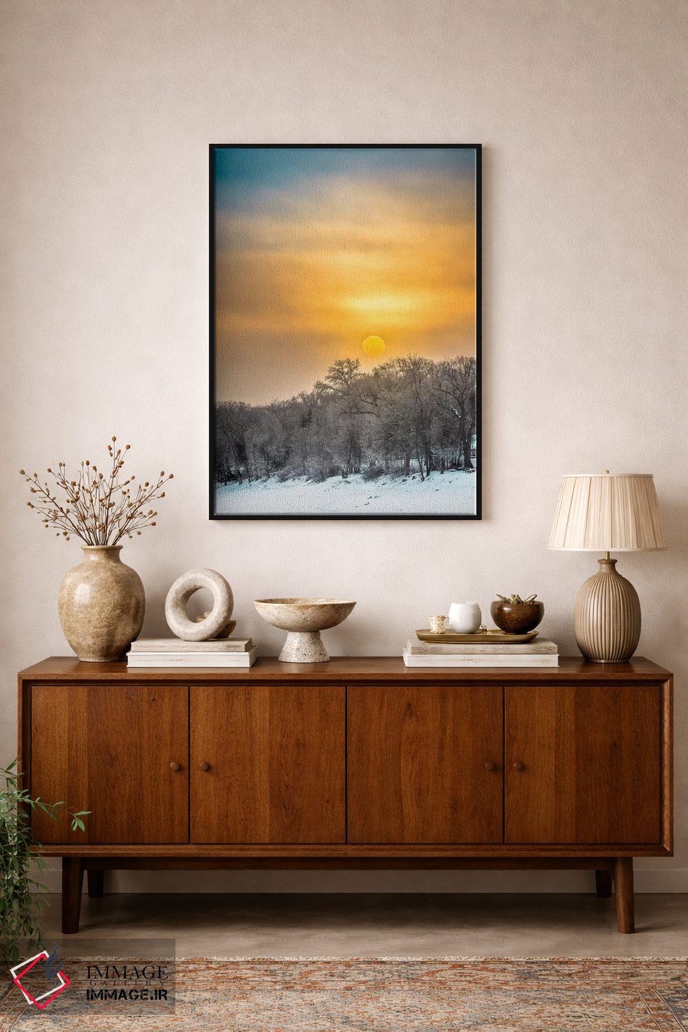 تابلو دکوراتیو طلوع بر رودخانه یخ زده اثر نیک ریو - D1B