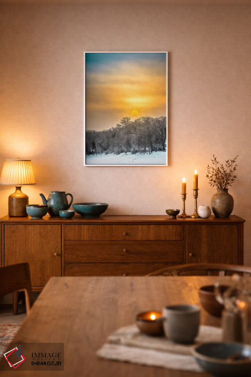 تابلو دکوراتیو طلوع بر رودخانه یخ زده اثر نیک ریو - D5W