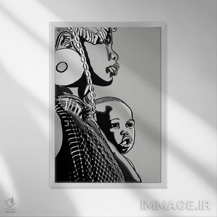 تابلو دکوراتیو فرزند مامان ۳ اثر نوئل آر ایکس - نمای قابدار سفید