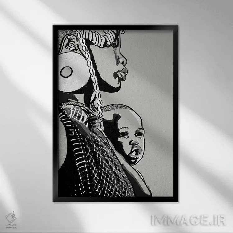 تابلو دکوراتیو فرزند مامان ۳ اثر نوئل آر ایکس - نمای قابدار مشکی