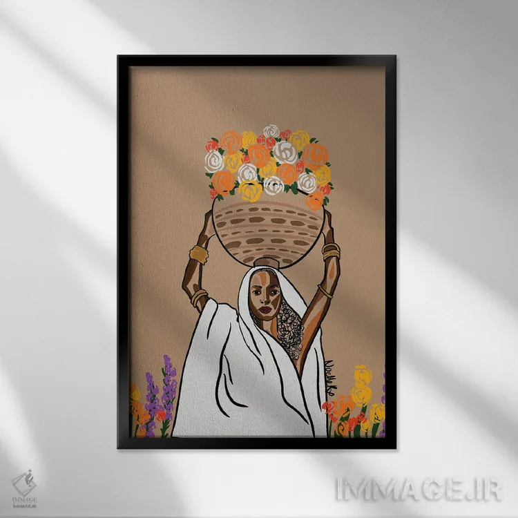 تابلو دکوراتیو گل وحشی اثر نوئل آر ایکس - نمای قابدار مشکی