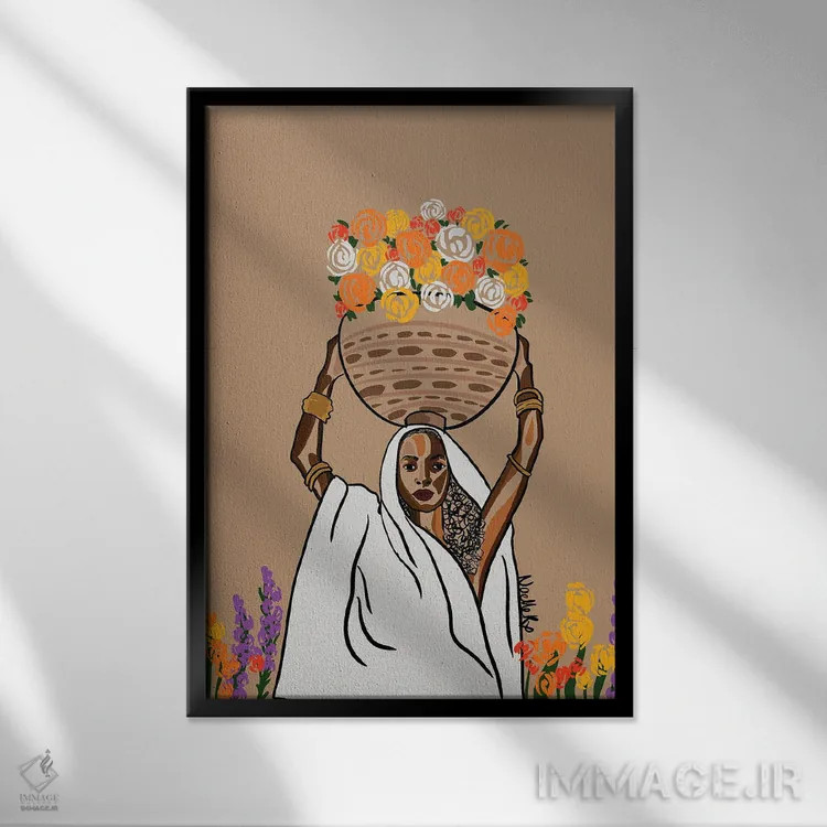 تابلو دکوراتیو گل وحشی اثر نوئل آر ایکس - نمای قابدار مشکی