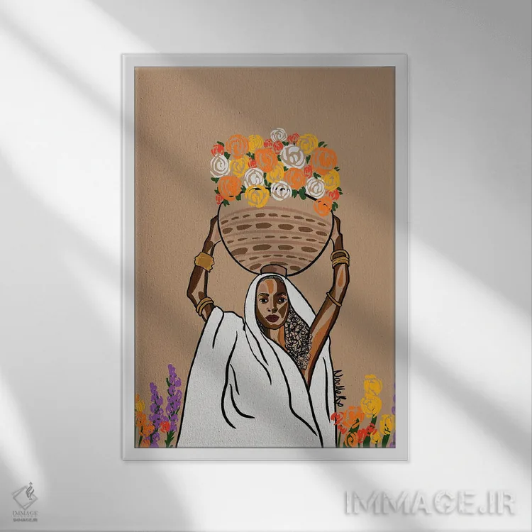 تابلو دکوراتیو گل وحشی اثر نوئل آر ایکس - نمای قابدار سفید