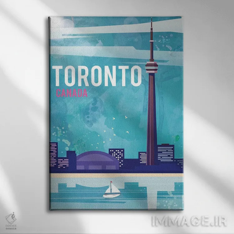 تابلو مدرن پوستر سفر تورنتو اثر ناتالی رایان - نمای روبهرو روی دیوار