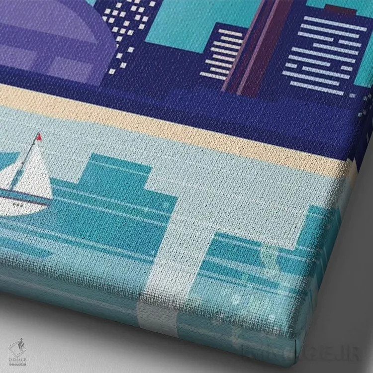 تابلو مدرن پوستر سفر تورنتو اثر ناتالی رایان - نمای نزدیک بافت بوم