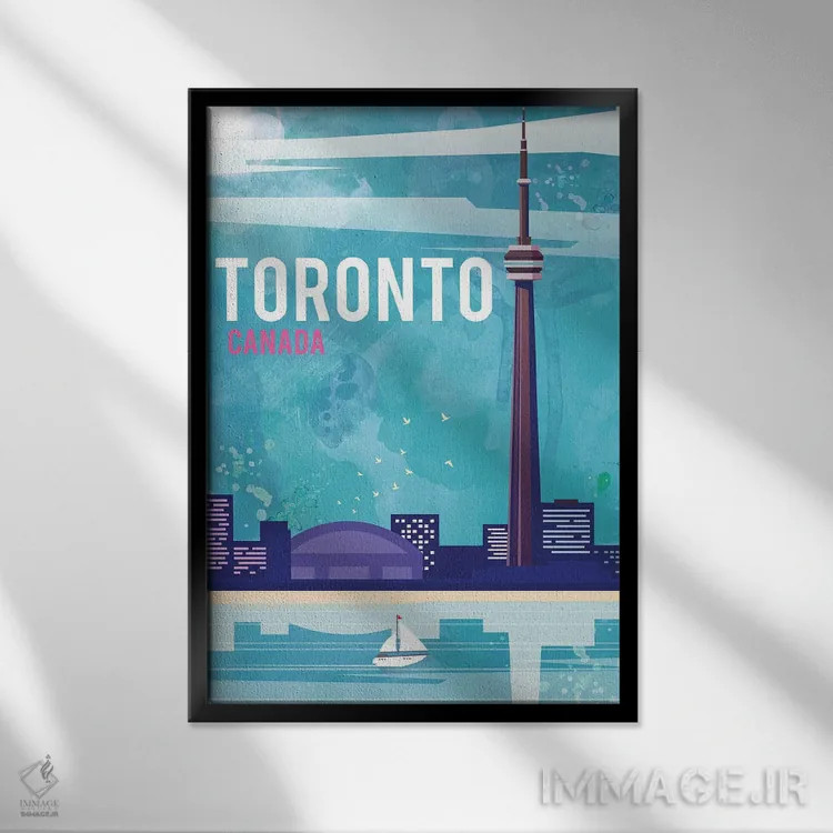 تابلو مدرن پوستر سفر تورنتو اثر ناتالی رایان - نمای قابدار مشکی