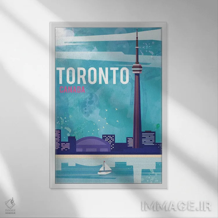 تابلو مدرن پوستر سفر تورنتو اثر ناتالی رایان - نمای قابدار سفید