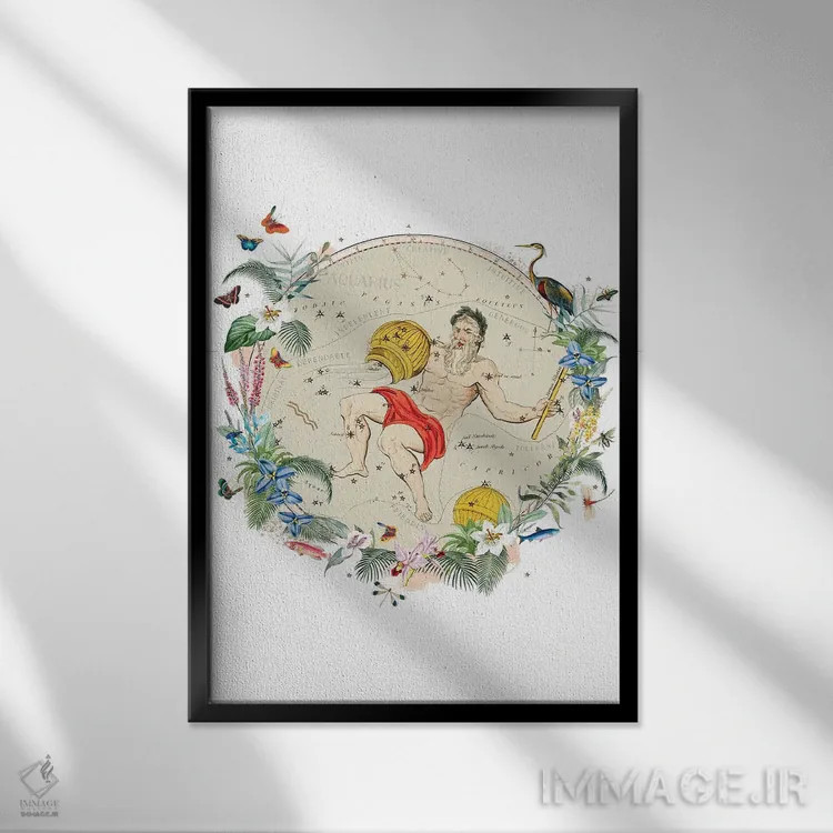 تابلو دکوراتیو فال برج دلو اثر ناتالی رایان - نمای قابدار مشکی