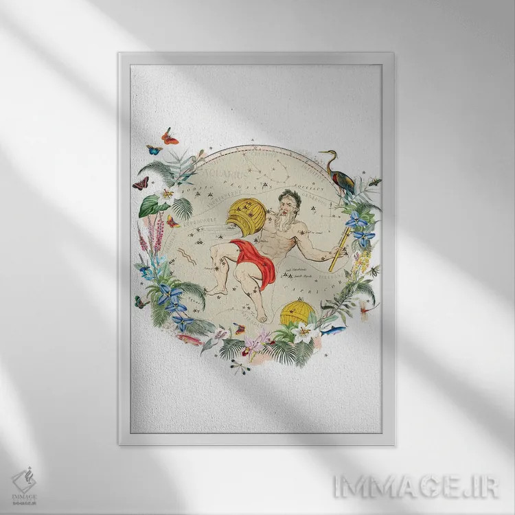 تابلو دکوراتیو فال برج دلو اثر ناتالی رایان - نمای قابدار سفید