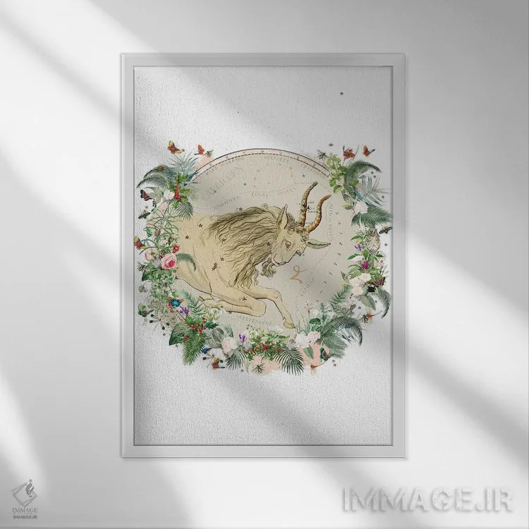 تابلو دکوراتیو فال برج جدی اثر ناتالی رایان - نمای قابدار سفید