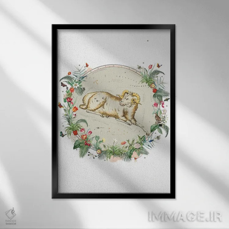 تابلو دکوراتیو فال برج حمل اثر ناتالی رایان - نمای قابدار مشکی