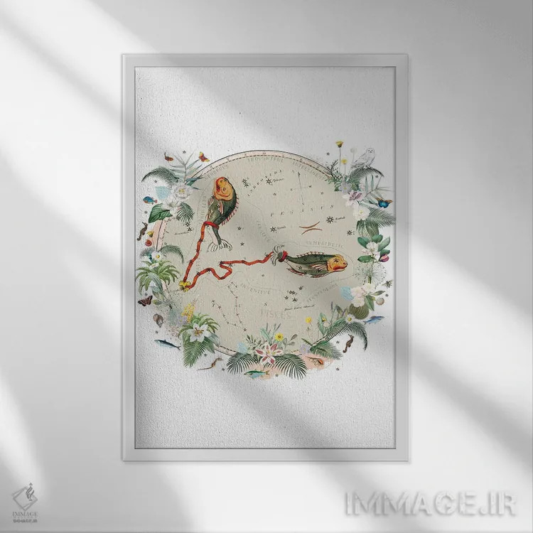 تابلو دکوراتیو فال برج حوت اثر ناتالی رایان - نمای قابدار سفید