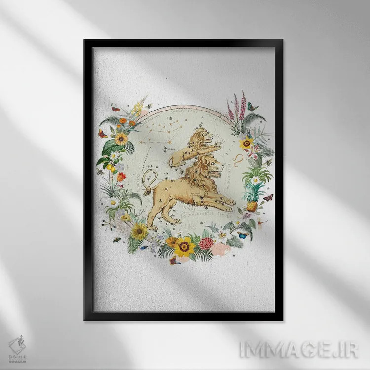 تابلو دکوراتیو فال برج اسد اثر ناتالی رایان - نمای قابدار مشکی