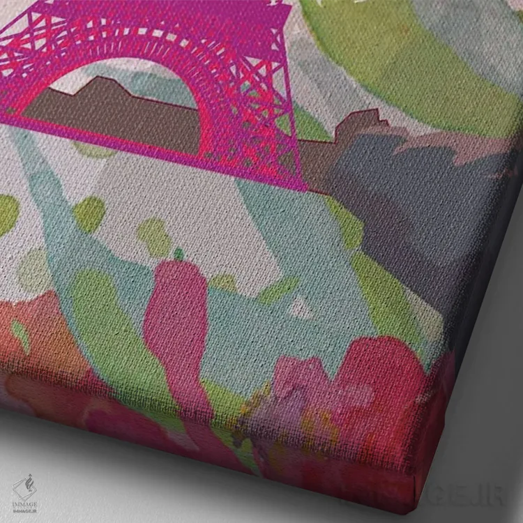 تابلو مدرن پوستر سفر پاریس اثر ناتالی رایان - نمای نزدیک بافت بوم