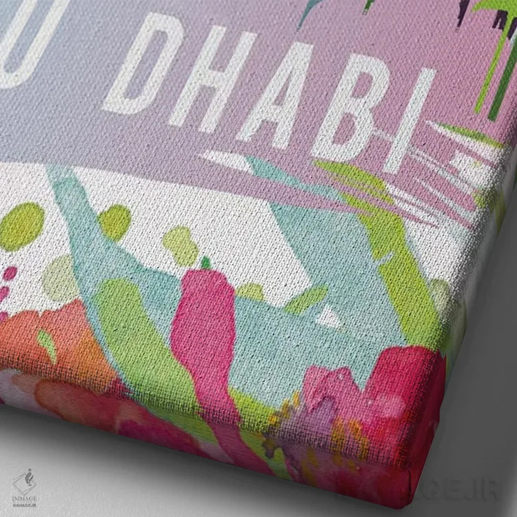 تابلو مدرن پوستر سفر ابوظبی اثر ناتالی رایان - نمای نزدیک بافت بوم