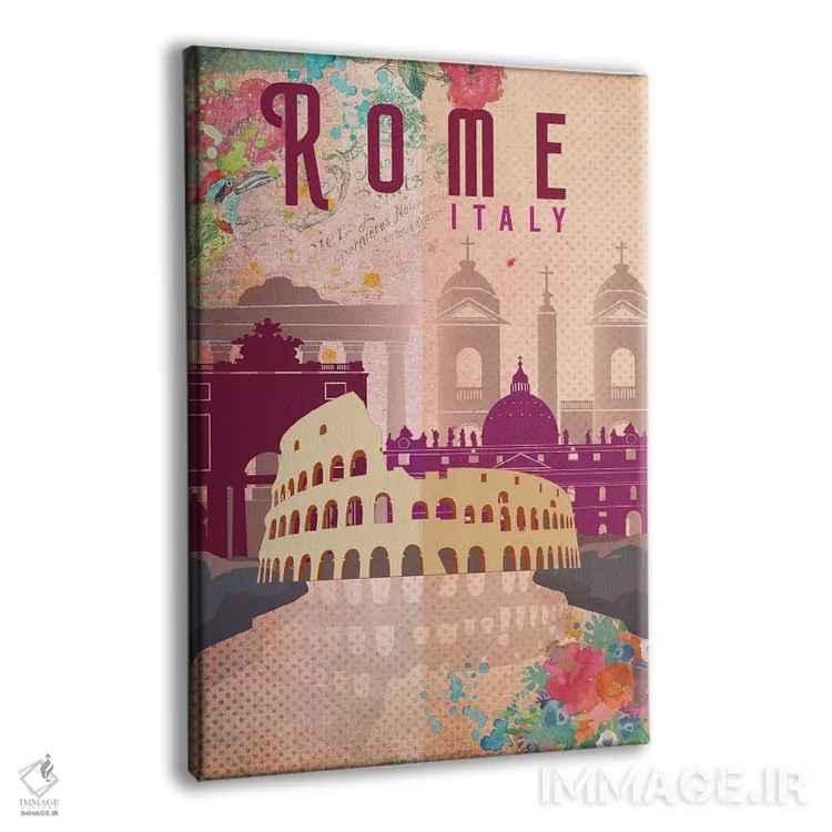 تابلو مدرن پوستر سفر رم اثر ناتالی رایان - نمای پرسپکتیو محصول