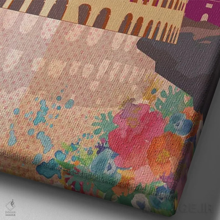 تابلو مدرن پوستر سفر رم اثر ناتالی رایان - نمای نزدیک بافت بوم