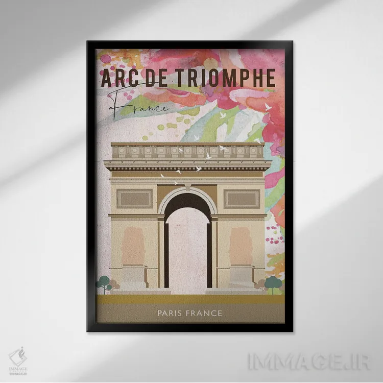 تابلو مدرن پوستر سفر طاق پیروزی اثر ناتالی رایان - نمای قابدار مشکی