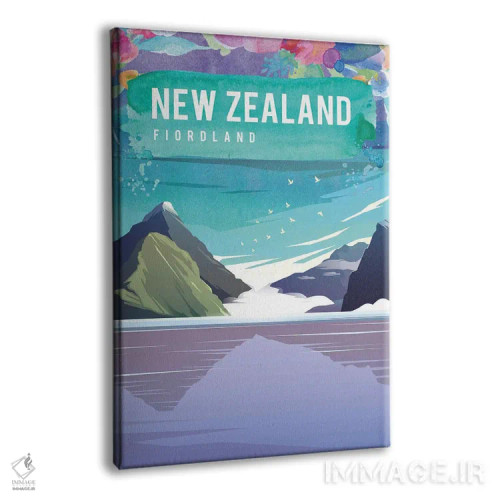 تابلو مدرن پوستر سفر نیوزیلند اثر ناتالی رایان - نمای پرسپکتیو محصول