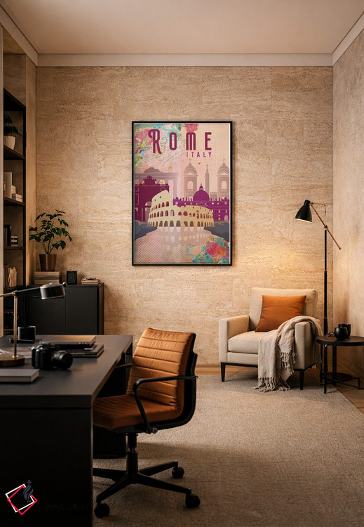 تابلو مدرن پوستر سفر رم اثر ناتالی رایان - D6B