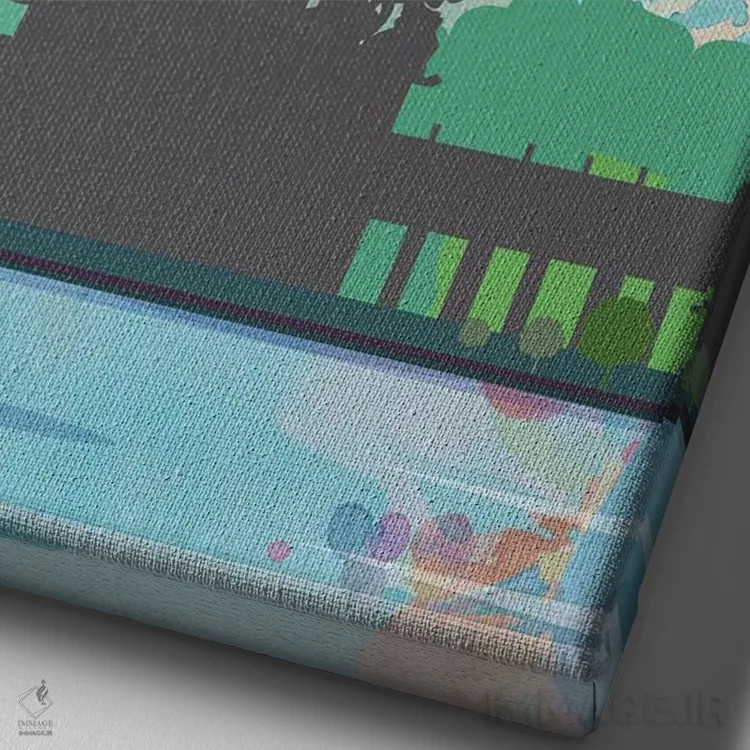 تابلو مدرن پوستر سفر به مادرید اثر ناتالی رایان - نمای نزدیک بافت بوم