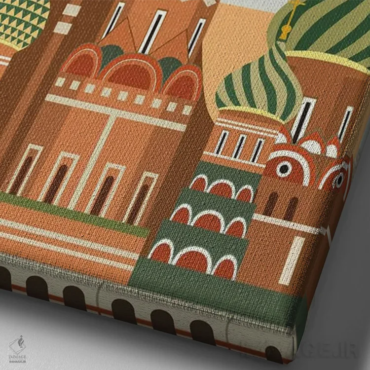 تابلو مدرن پوستر سفر مسکو اثر ناتالی رایان - نمای نزدیک بافت بوم