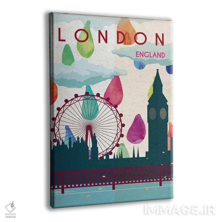 تابلو مدرن پوستر سفر بارانی لندن اثر ناتالی رایان - نمای پرسپکتیو محصول