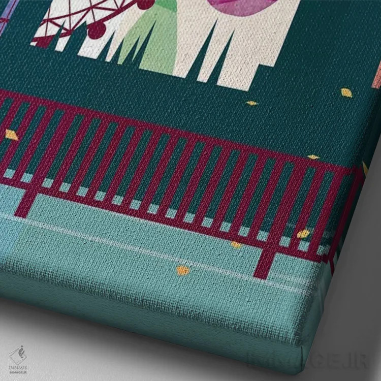 تابلو مدرن پوستر سفر بارانی لندن اثر ناتالی رایان - نمای نزدیک بافت بوم