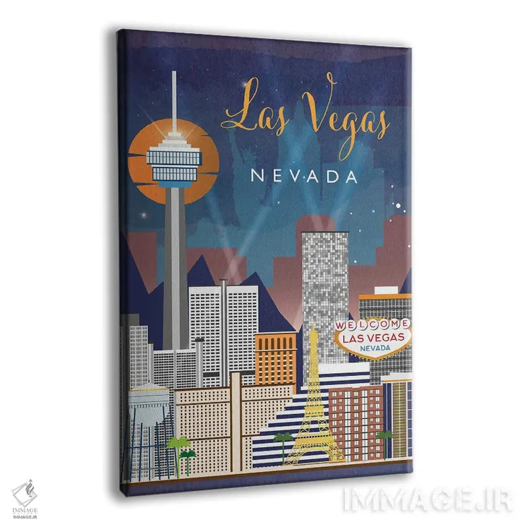تابلو مدرن پوستر سفر به لاس وگاس اثر ناتالی رایان - نمای پرسپکتیو محصول