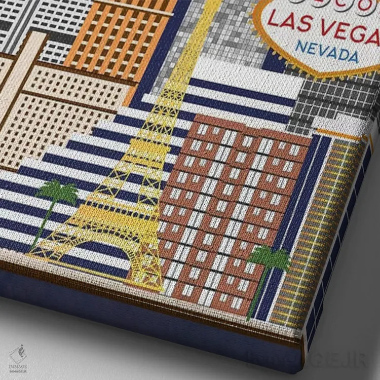 تابلو مدرن پوستر سفر به لاس وگاس اثر ناتالی رایان - نمای نزدیک بافت بوم