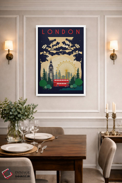 تابلو مدرن پوستر سفر اتوبوس لندن اثر ناتالی رایان - D1W