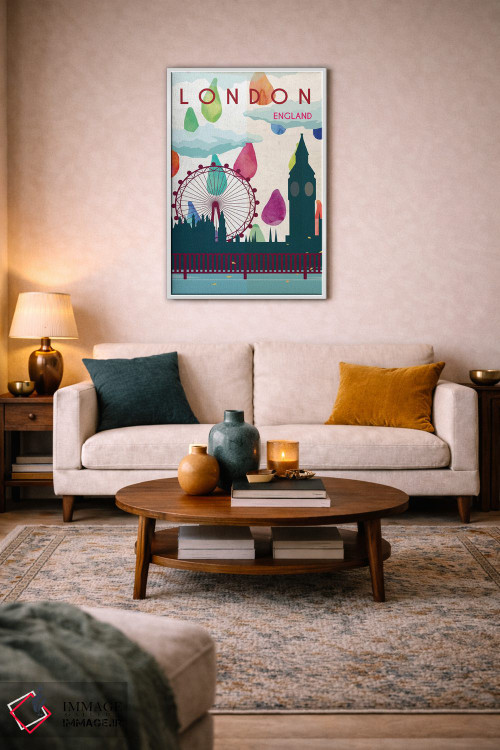 تابلو مدرن پوستر سفر بارانی لندن اثر ناتالی رایان - D2W